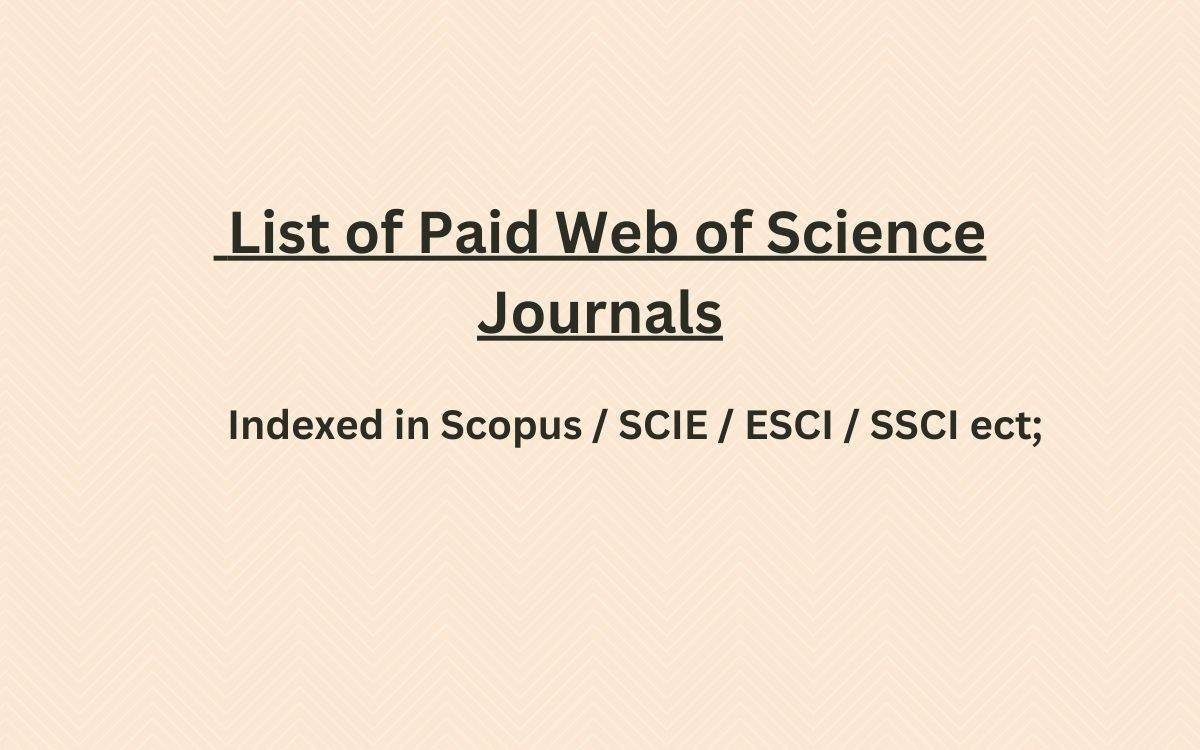 Paid Web of Science Journals